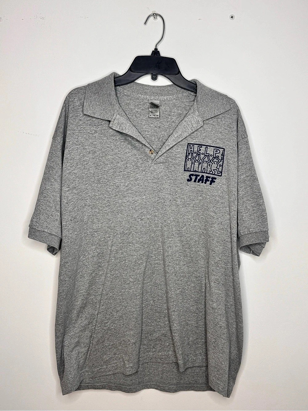 Gildan Keith Haring Men's Gray Staff Polo Shirt Size XL